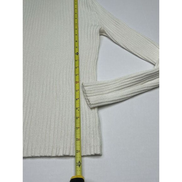 EXPRESS Ribbed Turtleneck Long Sleeve Knit Shirt Women's Small Beige - Picture 4 of 10